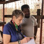 Kondwani training volunteer Marcia on recording intergrations Kondwani training volunteer Marcia on recording intergrations